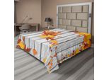 Abakuhaus Lenzuolo Autunnale, Foglie D'acero Autunnali, Foglie Diagonali, Fogliame Rustico, Assi Di Legno, Lenzuolo Morbido E Confortevole Per Un Letto Decorativo, 1 Pezzo, 275 Cm X 260 Cm, Arancione E Bianco