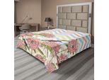 Abakuhaus Lenzuolo Con Fiori, Grafica Vintage Con Peonie E Uccelli Su Zigzag Grunge, Lenzuolo Morbido E Confortevole Per Un Letto Decorativo 1 Pezzo 260 Cm X 228 Cm, Multicolore