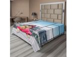 Abakuhaus Lenzuolo Divertente, Messaggio "Pensa Positivo"" Con Lettere Color Arcobaleno Su Linee A Zig Zag Chevron, Lenzuolo Morbido E Confortevole Per Un Letto Decorativo 1 Pezzo 275 Cm X 260 Cm, Azzurro Grigio Rosa"