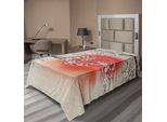 Abakuhaus Lenzuolo Con Fiori Di Ciliegio, Tema Folcloristico Giapponese Con Alberi Di Sakura, Morbido E Confortevole Lenzuolo Superiore Per Un Letto Decorativo 1 Pezzo 260 Cm X 168 Cm, Grigio Giallo Corallo Scuro