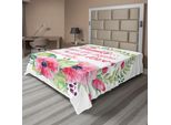 Abakuhaus Lenzuolo Con Proverbio, Famiglia Dove Inizia La Vita E L'amore Non Finisce Mai Scritta In Cornice Di Fiori Acquerellati, Morbido E Confortevole Lenzuolo Superiore Per Un Letto Decorativo 1 Pezzo 244 Cm X 205 Cm, Multicolore