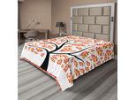 Abakuhaus Lenzuolo Artistico Naturale, Motivo Autunnale Con Alberi E Foglie Che Cadono. Foglie Color Mandarino, Lenzuolo Morbido E Confortevole Per Un Letto Decorativo. 1 Pezzo 244 Cm X 205 Cm, Arancione E Nero.
