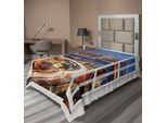 Abakuhaus City ​​Night Lenzuolo, Urban Life Stati Uniti Tema Grattacieli Con Illustrazione Del Ponte Di Brooklyn, Morbido E Confortevole Lenzuolo Superiore Per Un Letto Decorativo 1 Pezzo 260 Cm X 168 Cm, Multicolore