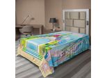 Abakuhaus Lenzuolo Colorato, Castello Arcobaleno Nell'oceano Con Sirena E Pesci Composizione Colorata, Lenzuolo Morbido E Confortevole Per Un Letto Decorativo 1 Pezzo 190 Cm X 100 Cm, Multicolore