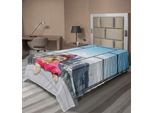 Abakuhaus Lenzuolo Divertente, Messaggio "Pensa Positivo"" Con Lettere Color Arcobaleno Su Linee A Zig Zag Chevron, Lenzuolo Morbido E Confortevole Per Un Letto Decorativo 1 Pezzo 190 Cm X 100 Cm, Azzurro Grigio Rosa"
