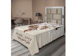 Abakuhaus Lenzuolo Bohemien, Design Con Piume E Acchiappasogni Non Smettere Mai Di Sognare Stile Tipografico Cartoonistico, Lenzuolo Morbido E Confortevole Per Un Letto Decorativo 1 Pezzo 260 Cm X 168 Cm, Beige E Marrone