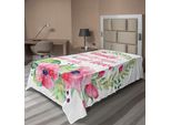 Abakuhaus Lenzuolo Con Proverbio, Famiglia Dove Inizia La Vita E L'amore Non Finisce Mai Scritta In Cornice Di Fiori Acquerellati, Morbido E Confortevole Lenzuolo Superiore Per Un Letto Decorativo 1 Pezzo 260 Cm X 168 Cm, Multicolore