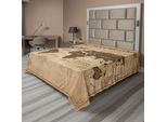 Abakuhaus Lenzuolo Con Mappa Del Mondo, Tema Vintage Mappa Topografica Del Mondo Paesi Grafica Stilizzata Rosa Dei Venti, Lenzuolo Morbido E Confortevole Per Un Letto Decorativo 1 Pezzo 266 Cm X 260 Cm, Marrone Pastello Tortora