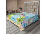 Abakuhaus Lenzuolo Colorato, Castello Arcobaleno Nell'oceano Con Sirena E Pesci Composizione Colorata, Lenzuolo Morbido E Confortevole Per Un Letto Decorativo 1 Pezzo 266 Cm X 260 Cm, Multicolore