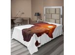 Abakuhaus Lenzuolo Safari, Arte Africana Leone Selvatico Tramonto Mappa Del Continente Africano Stampa A Doppia Esposizione, Lenzuolo Morbido E Confortevole Per Un Letto Decorativo 1 Pezzo 260 Cm X 168 Cm, Melanzana E Arancione