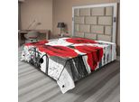 Abakuhaus Lenzuolo Mohn, Composizione Di Fiori Sbocciati Su Sfondo Grunge Pennellato, Morbido E Confortevole Lenzuolo Superiore Per Un Letto Decorativo 1 Pezzo 266 Cm X 260 Cm, Grigio Vermiglio