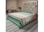 Abakuhaus Lenzuolo Vintage, Motivi Tradizionali A Cuori Nei Toni Del Verde Illustrazione Monocromatica Vortice, Lenzuolo Morbido E Confortevole Per Un Letto Decorativo 1 Pezzo 244 Cm X 205 Cm, Verde Menta Rosa E Cocco