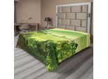 Abakuhaus Lenzuolo Paesaggio, Scena Naturale Nei Toni Del Verde Con Montagne E Alberi, Lenzuolo Superiore Morbido E Confortevole Per Un Letto Decorativo 1 Pezzo 266 Cm X 260 Cm, Verde Lime Giallo Verde