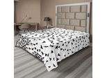 Abakuhaus Lenzuolo Bianco E Nero, Rami Di Betulla, Uccelli In Volo, Stile Silhouette A Tema Autunnale, Lenzuolo Morbido E Confortevole Per Un Letto Decorativo, 1 Pezzo, 266 Cm X 260 Cm, Bianco E Nero