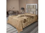 Abakuhaus Lenzuolo Con Mappa Del Mondo, Tema Vintage Mappa Topografica Del Mondo Paesi Grafica Stilizzata Rosa Dei Venti, Lenzuolo Morbido E Confortevole Per Un Letto Decorativo 1 Pezzo 260 Cm X 168 Cm, Marrone Pastello Tortora