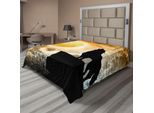 Abakuhaus Lenzuolo Wolf, Silhouette Di Animali Che Ululano Sulla Cima Di Una Collina Con Stampa Di Luna Piena Notturna, Lenzuolo Morbido E Confortevole Per Un Letto Decorativo 1 Pezzo 266 Cm X 260 Cm, Giallo E Nero