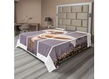 Abakuhaus Lenzuolo Vintage, Nave Solitaria Che Naviga Nell'oceano Con Effetto Grunge Consumato Tema Marittimo, Lenzuolo Morbido E Confortevole Per Un Letto Decorativo 1 Pezzo 275 Cm X 260 Cm, Marrone Umbra Viola Blu