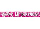 Amscan - Bandiera Glitterata, Foil, 18° Compleanno SG25686 (Taglia Unica) (Rosa/Argento)