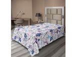 Abakuhaus Lenzuolo Con Fiori, Illustrazione Astratta E Sognante Di Fiori E Farfalle Che Volteggiano, Morbido E Confortevole Lenzuolo Superiore Per Un Letto Decorativo 1 Pezzo 260 Cm X 168 Cm, Multicolore