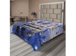 Abakuhaus Lenzuolo Nautico, Foto Ravvicinata Modello Di Una Nave Con Vele Su Sfondo Sfocato Tema Marittimo, Morbido E Confortevole Lenzuolo Superiore Per Un Letto Decorativo 1 Pezzo 260 Cm X 228 Cm, Blu E Marrone