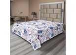 Abakuhaus Lenzuolo Con Fiori, Illustrazione Astratta E Sognante Di Fiori E Farfalle Che Volteggiano, Lenzuolo Morbido E Confortevole Per Un Letto Decorativo, 1 Pezzo, 275 Cm X 260 Cm, Multicolore