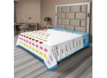 Abakuhaus Lenzuolo Educativo, Conta Fino A Dieci Numeri Gioca I Bambini Dell'asilo Imparano Con Articoli Cartoonistici, Lenzuolo Morbido E Confortevole Per Un Letto Decorativo 1 Pezzo 275 Cm X 260 Cm, Blu E Bianco
