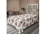 Abakuhaus Lenzuolo Con Fiori, Giardino Inglese, Delicati Fiori Di Viola Del Pensiero, Morbido E Confortevole Lenzuolo Superiore Per Un Letto Decorativo, 1 Pezzo, 190 Cm X 100 Cm, Rosa Secca Beige
