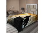 Abakuhaus Lenzuolo Wolf, Silhouette Di Animali Che Ululano Sulla Cima Di Una Collina Con Stampa Di Luna Piena Notturna, Lenzuolo Morbido E Confortevole Per Un Letto Decorativo 1 Pezzo 190 Cm X 100 Cm, Giallo E Nero