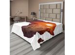 Abakuhaus Lenzuolo Safari, Arte Africana Leone Selvatico Tramonto Mappa Del Continente Africano Stampa A Doppia Esposizione, Lenzuolo Morbido E Confortevole Per Un Letto Decorativo 1 Pezzo 275 Cm X 260 Cm, Melanzana E Arancione