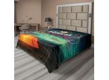 Abakuhaus Lenzuolo Da Campeggio Felice, Aurora Boreale, Cielo Notturno E Tenda, Tipografia Con Tema Naturale, Stampa, Lenzuolo Morbido E Confortevole Per Un Letto Decorativo, 1 Pezzo, 275 Cm X 260 Cm, Multicolore