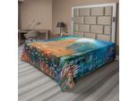 Abakuhaus Lenzuolo Nautico, Illustrazione Colorata In Stile Cartone Animato Con Acquario, Pesci, Coralli E Un Castello Per Bambini, Lenzuolo Morbido E Confortevole Per Un Letto Decorativo 1 Pezzo 266 Cm X 260 Cm, Multicolore