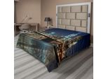 Abakuhaus New York Lenzuolo, Vita Urbana Stati Uniti Tema Grattacieli Ponte Di Brooklyn Illustrazione, Morbido E Confortevole Lenzuolo Superiore Per Un Letto Decorativo 1 Pezzo 266 Cm X 260 Cm, Multicolore