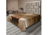 Abakuhaus Lenzuolo Nautico, Nave Solitaria Che Naviga Nell'oceano Con Effetto Grunge Invecchiato Tema Marittimo, Lenzuolo Superiore Morbido E Confortevole Per Un Letto Decorativo 1 Pezzo 260 Cm X 228 Cm, Marrone Chiaro Ambra