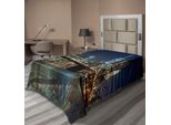 Abakuhaus New York Lenzuolo, Vita Urbana Stati Uniti Tema Grattacieli Ponte Di Brooklyn Illustrazione, Morbido E Confortevole Lenzuolo Superiore Per Un Letto Decorativo 1 Pezzo 260 Cm X 168 Cm, Multicolore