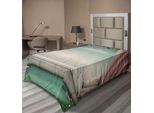 Abakuhaus Lenzuolo Vintage, Motivi Tradizionali A Cuori Nei Toni Del Verde Illustrazione Monocromatica Vortice, Lenzuolo Morbido E Confortevole Per Un Letto Decorativo 1 Pezzo 190 Cm X 100 Cm, Verde Menta Rosa E Cocco