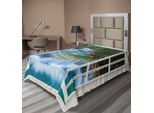 Abakuhaus Lenzuolo Paesaggio, Finestra Aperta Sul Fiume Che Scorre In Una Foresta Con Alberi Rigogliosi In Primavera, Lenzuolo Morbido E Confortevole Per Un Letto Decorativo 1 Pezzo 190 Cm X 100 Cm, Multicolore
