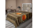 Abakuhaus Lenzuolo Nautico, Sfondo Rustico In Legno Con Motivo Navale, Finestre Ovali, Scene Oceaniche Arancioni Al Tramonto, Lenzuolo Morbido E Confortevole Per Un Letto Decorativo 1 Pezzo 190 Cm X 100 Cm, Multicolore