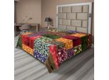 Abakuhaus Lenzuolo Botanico, Rami Di Pino Colorati Con Pannocchie In Stile Patchwork A Quadrati, Lenzuolo Superiore Morbido E Confortevole Per Un Letto Decorativo 1 Pezzo 260 Cm X 228 Cm, Multicolore