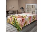 Abakuhaus Lenzuolo A Farfalla, Colori Pastello Rose In Fiore Con Insetti Primaverili Romantico Femminile, Morbido E Confortevole Lenzuolo Superiore Per Un Letto Decorativo 1 Pezzo 260 Cm X 168 Cm, Multicolore