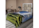 Abakuhaus Lenzuolo Naturale, Sole Alpino, Panorama Estivo, Colline Erbose, Campo Da Golf, Morbido E Confortevole Lenzuolo Superiore Per Un Letto Decorativo, 1 Pezzo, 190 Cm X 100 Cm, Verde Blu