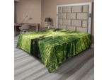 Abakuhaus Lenzuolo Da Letto Wald, Strisce Orizzontali Con Motivo Leopardato Ispirazione Indigena, Lenzuolo Superiore Morbido E Confortevole Per Un Letto Decorativo 1 Pezzo 260 Cm X 228 Cm, Verde E Verde Scuro