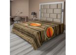 Abakuhaus Lenzuolo Nautico, Sfondo Rustico In Legno Con Motivo Navale, Finestre Ovali, Scene Oceaniche Arancioni Al Tramonto, Lenzuolo Morbido E Confortevole Per Un Letto Decorativo, 1 Pezzo, 244 Cm X 205 Cm, Multicolore