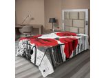Abakuhaus Lenzuolo Mohn, Composizione Di Fiori Sbocciati Su Sfondo Grunge Pennellato, Morbido E Confortevole Lenzuolo Superiore Per Un Letto Decorativo 1 Pezzo 190 Cm X 100 Cm, Grigio Vermiglio