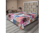 Abakuhaus Lenzuolo Vintage, Quadrati Geometrici A Scacchi Con Fiori Sbocciati, Composizione Floreale Primaverile, Lenzuolo Superiore Morbido E Confortevole Per Un Letto Decorativo, 1 Pezzo, 244 Cm X 205 Cm, Multicolore
