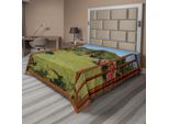 Abakuhaus Lenzuolo Artistico Da Giardino, Finestra Su Un Paesaggio Esotico Da Spiaggia Composizione Pastorale Con Palme, Lenzuolo Superiore Morbido E Confortevole Per Un Letto Decorativo 1 Pezzo 266 Cm X 260 Cm, Verde Oliva Redwood