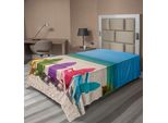 Abakuhaus Lenzuolo Estivo, Panorama Marino Con Adorabili Sedie A Sdraio Colorate Su Spiaggia Sabbiosa, Morbido E Confortevole Lenzuolo Superiore Per Un Letto Decorativo 1 Pezzo 260 Cm X 168 Cm, Multicolore