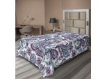 Abakuhaus Lenzuolo Paisley, Fiori Blu E Viola, Motivo Floreale, Stile BohéMien, Stampa Country, Lenzuolo Morbido E Confortevole Per Un Letto Decorativo, 1 Pezzo, 260 Cm X 168 Cm, Bianco, Viola, Blu