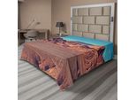 Abakuhaus Lenzuolo Occidentale, Montagna Argentina Deserto Sabbia Escursione Madre Natura Tema Vulcano Foto Geografica, Lenzuolo Morbido E Confortevole Per Un Letto Decorativo 1 Pezzo 266 Cm X 260 Cm, Marrone Blu