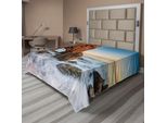 Abakuhaus Lenzuolo Con Paesaggio, Maestosa Scogliera Rocciosa E Fotografia Esotica Dell'oceano Al Tramonto, Morbido E Confortevole Lenzuolo Superiore Per Un Letto Decorativo 1 Pezzo 275 Cm X 260 Cm, Cannella E Blu