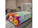 Abakuhaus Lenzuolo Con Proverbio, So Cos'è L'amore Because Of You Scritta Stile Artistico Fiori Primaverili Vivaci, Lenzuolo Morbido E Confortevole Per Un Letto Decorativo 1 Pezzo 190 Cm X 100 Cm, Multicolore